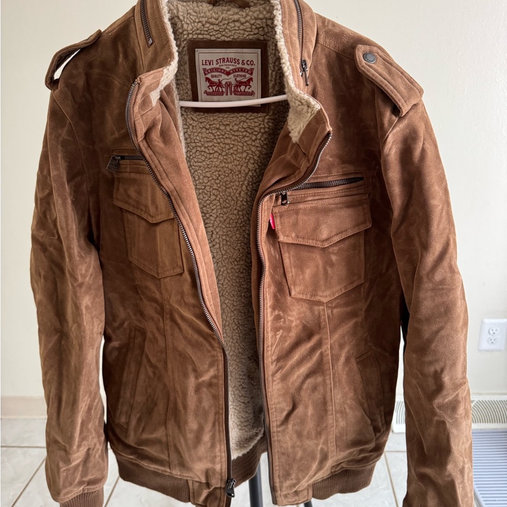 Levi's Brown Military Field Jacket with Suede Texture